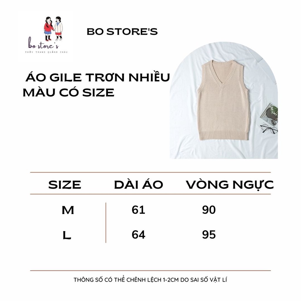 Áo len gile nữ trơn cổ chữ V kiểu dáng basic dễ mặc nhiều màu có size