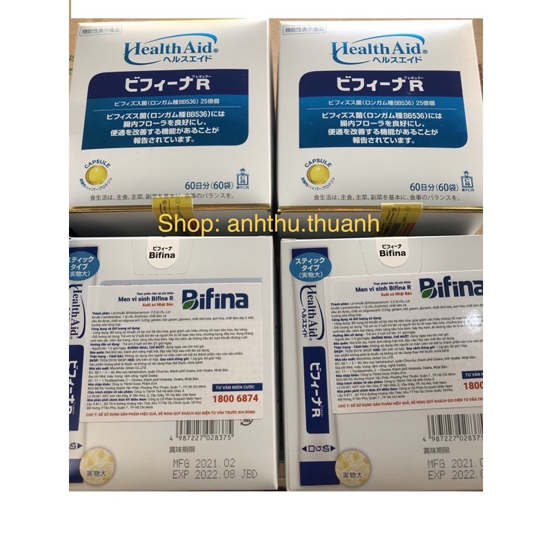 Men Vi Sinh Bifina Nhật Bản R60 gói -Dành cho người viêm đại tràng,rối loạn tiêu hóa,ruột kích thích