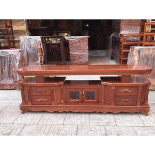 Kệ tivi vát cạnh gỗ xoan đào màu cánh gián vân gỗ tự nhiên gỗ đã được xử lý tẩm sấy chống mối mọt đủ kích thước