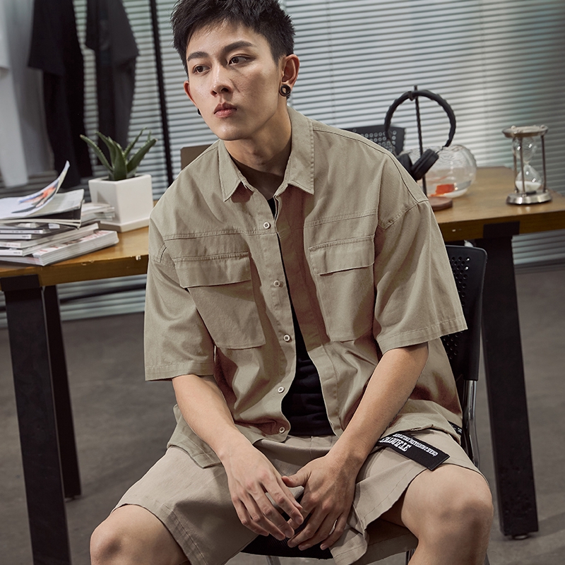 Áo sơ mi tay ngắn dáng ôm thời trang thu đông cho nam