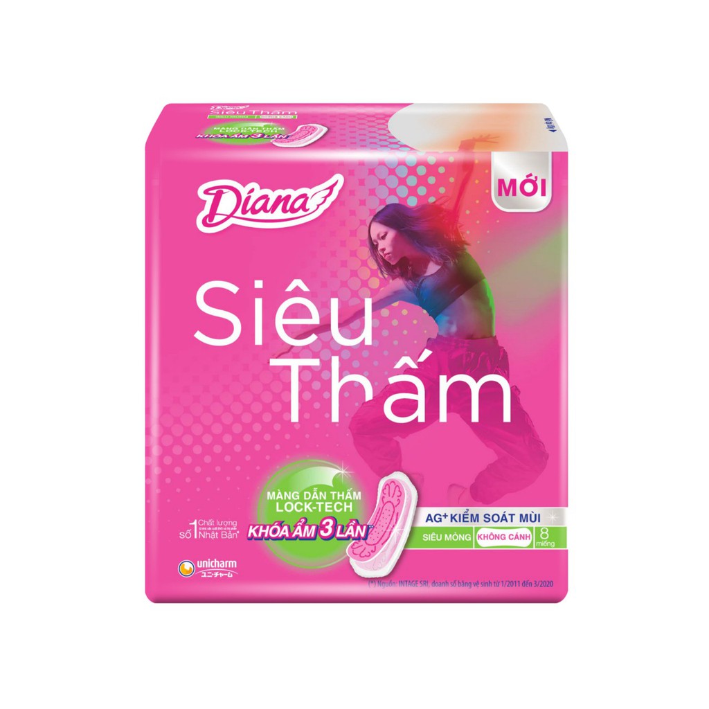 Băng Vệ Sinh Diana Siêu Mỏng Siêu Thấm 8 Miếng / Gói