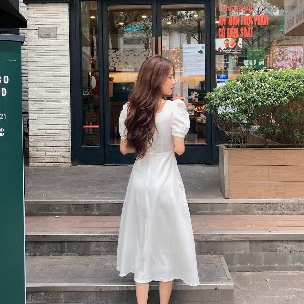 Đầm nữ dài váy xoè cổ vuông tay bồng phong cách vintage Accola MD01 | BigBuy360 - bigbuy360.vn