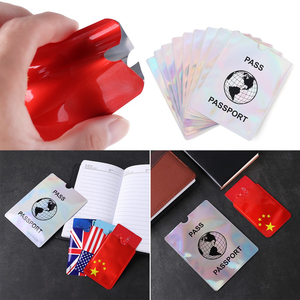 Set 5 / 10 Bao Đựng Thẻ Id Bằng Nhôm Chống Rfid Giá Đỡ