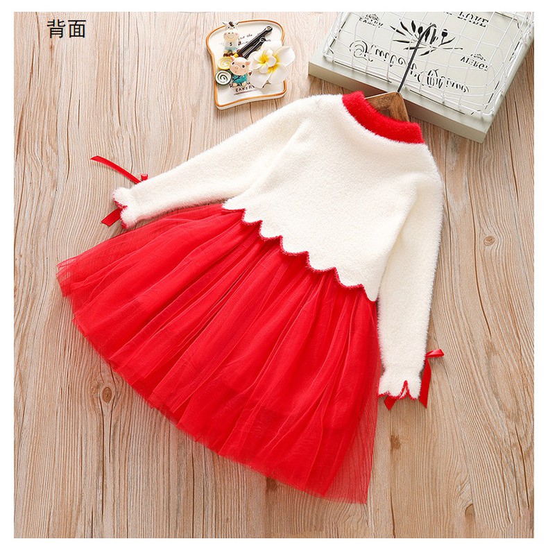 Váy len công chúa bé gái lớn size 14-30kg hàng Quảng Châu thêu hoa nơ xinh xắn