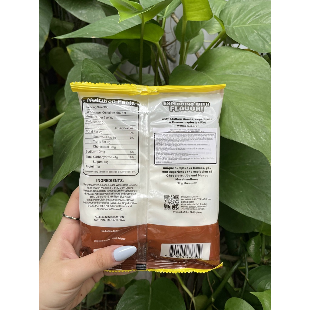 Kẹo Xốp Bông Gòn Nhân Sôcôla Markenburg Chocolate Mallow Bombs (Gói 100g)