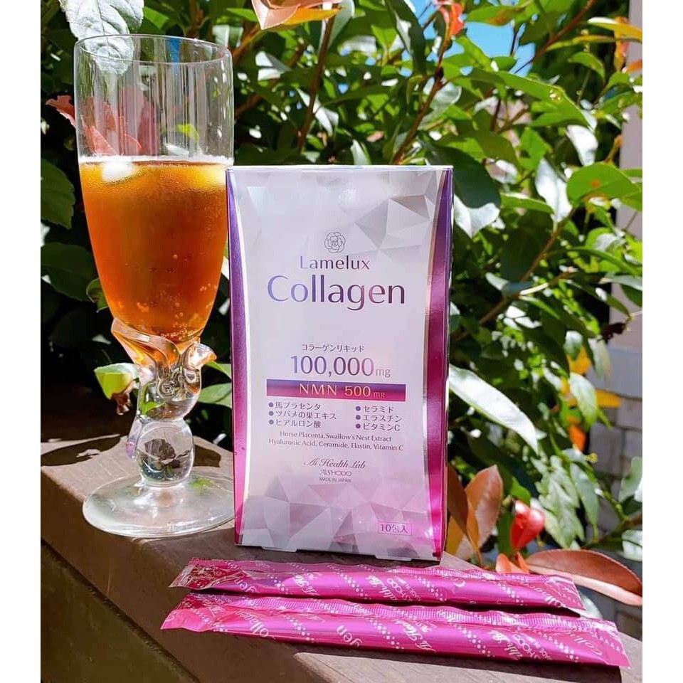 Nước uống Collagen Lamelux NMN 100,000mg Aishodo Japan hộp 10 gói