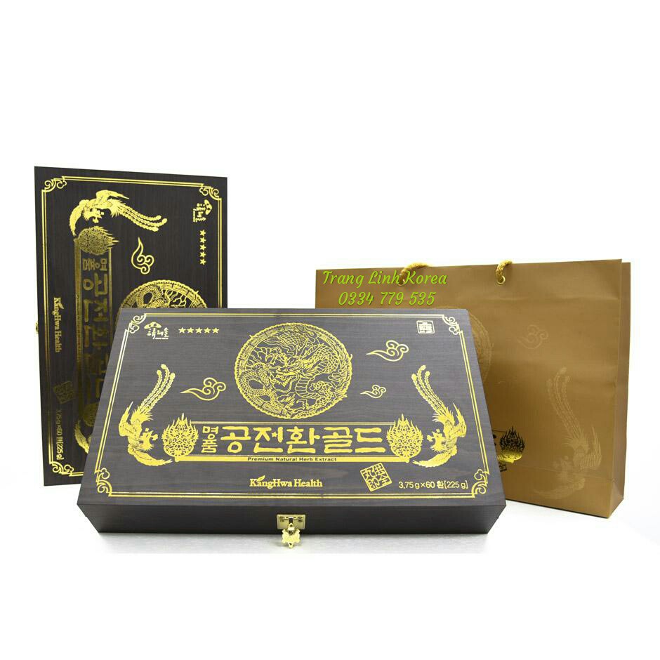 Đông trùng hạ thảo hộp gỗ đen Kanghwa chính hãng - Viên đông trùng hàn quốc hộp 60 viên - tranglinhkorea