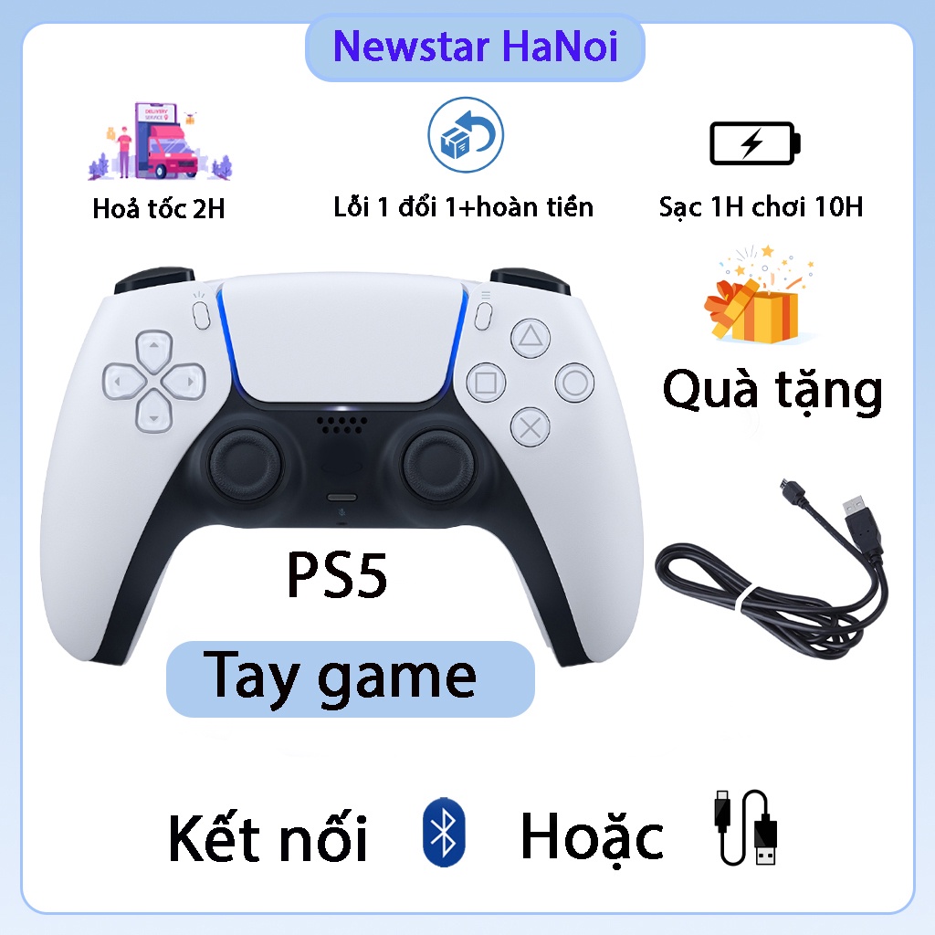 🔥Tặng Cáp Sạc Micro USB🔥Tay Cầm Chơi Game PC PS5 Không Dây Thích Hợp Đá FiFa Online 4, Pes Mobile cho Điện Thoại / PC