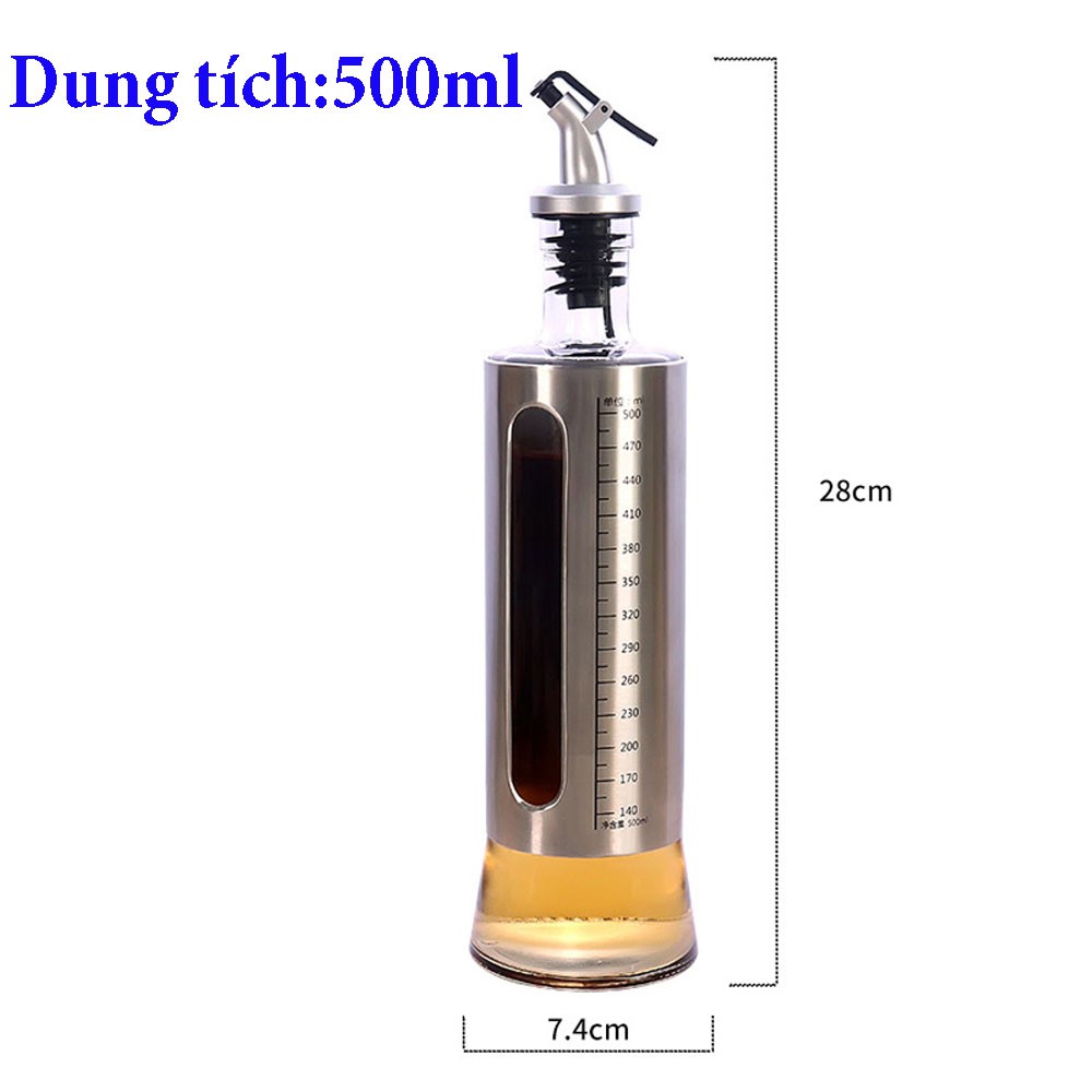 Chai đựng dầu ăn, nước mắm 500ml cao cấp có dấu tích dành cho nhà bếp-bình rót dầu ăn có vòi-chai chiết dầu-Phucstore pp