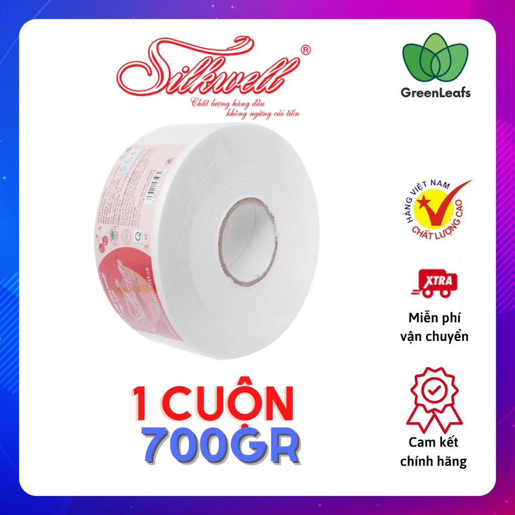 Giấy vệ sinh công nghiệp cao cấp cuộn lớn 700g Silkwell, khăn giấy vệ sinh mềm mịn hàng chính hãng