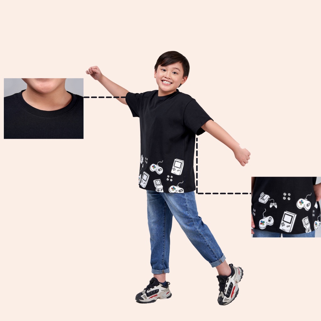 Áo T-shirt trẻ em YODY vải cotton in hình playgame mềm mịn, thoáng mát TSK5217