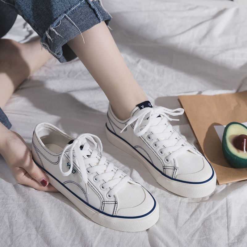 Verna Giày vải canvas màu trắng nhỏ phong cách Hàn Quốc mùa xuân thu 2021 dành cho nữ Verna | BigBuy360 - bigbuy360.vn