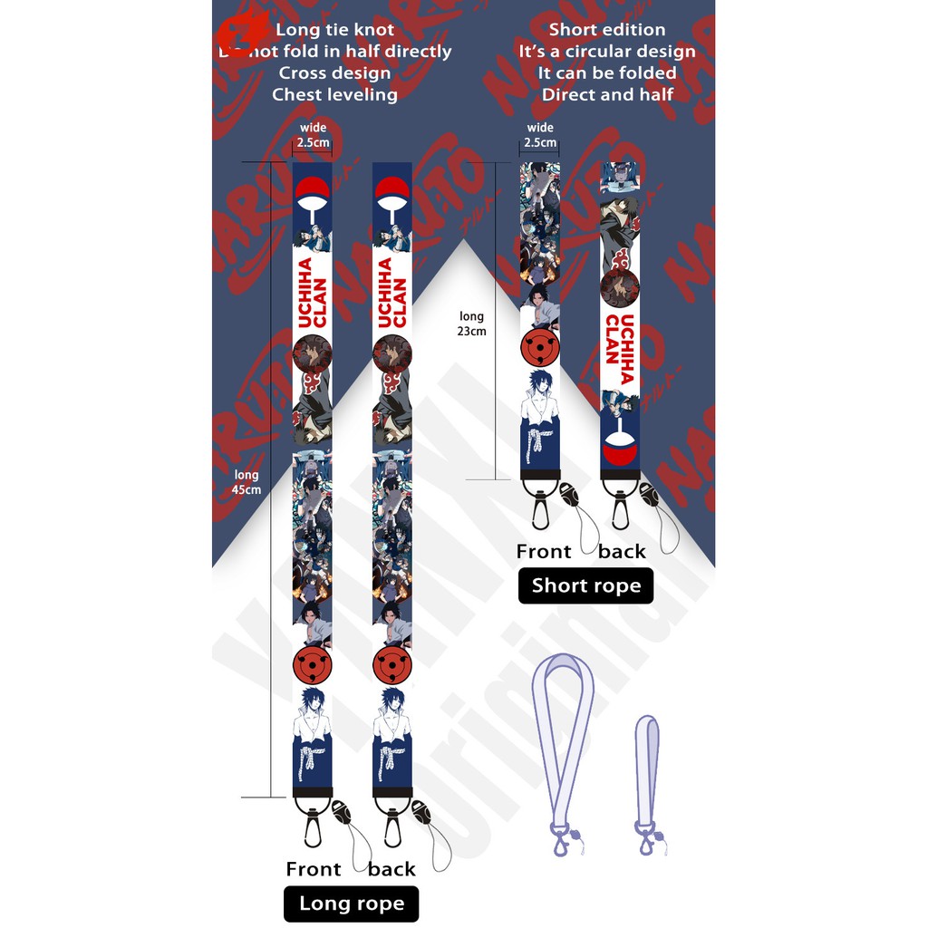 Set 1 Dây Đeo Thẻ ID / Vòng Tay Họa Tiết NARUTO / Uchiha Sasuke