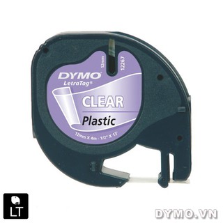 Băng nhãn dán Dymo (LT) nhựa Polyester 12mm x 4m – (Đen/Trong)