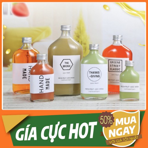 {RẺ VÔ ĐỊCH} ❣️ Chai thủy tinh vuông dẹp 250ml ❣️ Đựng cafe, nước ép, sữa hạt...