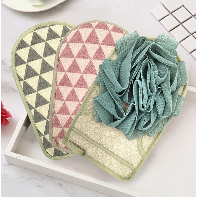 Găng Tay Tắm Tẩy Tế Bào Chết Cao Cấp / Bao Tay Tắm 2 Mặt Kèm Bông Tạo Bọt Dụng Tiện 88330