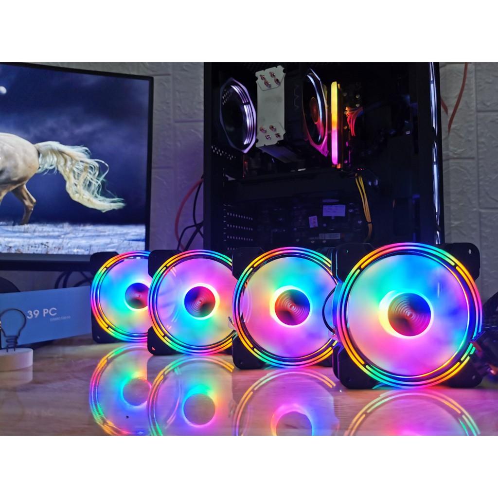 FAN CASE MÁY TÍNH coolmoon rainbow không dùng hub LED 5 MÀU - LED ĐƠN XANH/ĐỎ SIÊU ĐẸP NEW | BigBuy360 - bigbuy360.vn