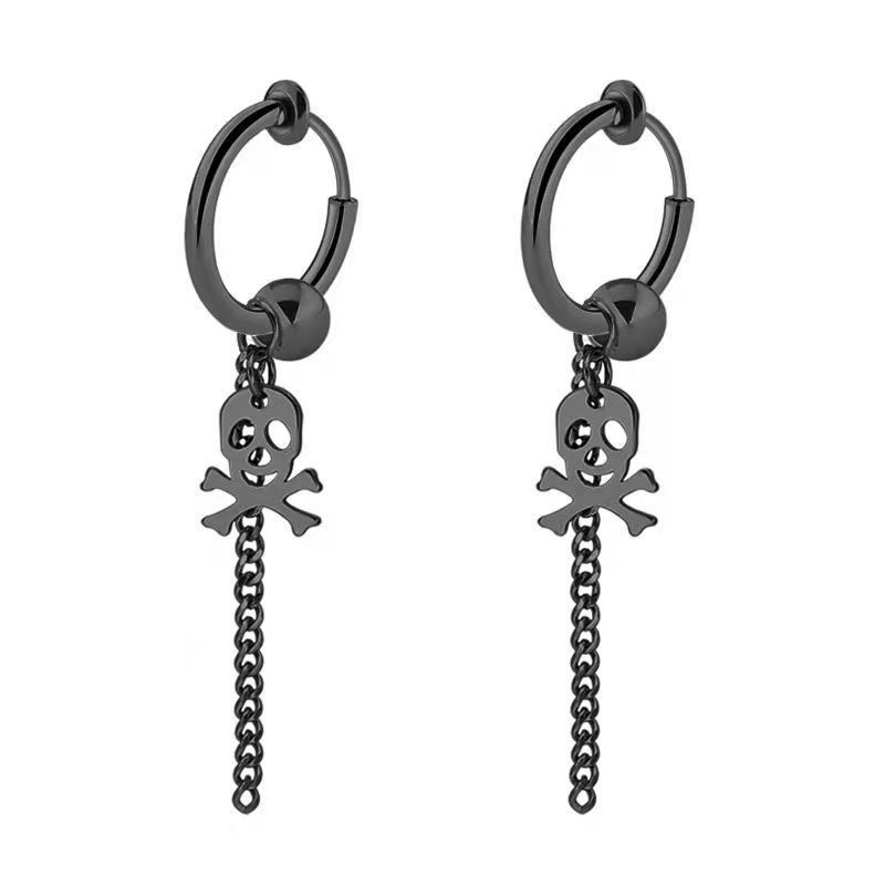 1 Khuyên Tai Hình Thánh Giá Màu Đen Bằng Thép Không Gỉ Phong Cách Hip Hop Cổ Điển Thời Trang