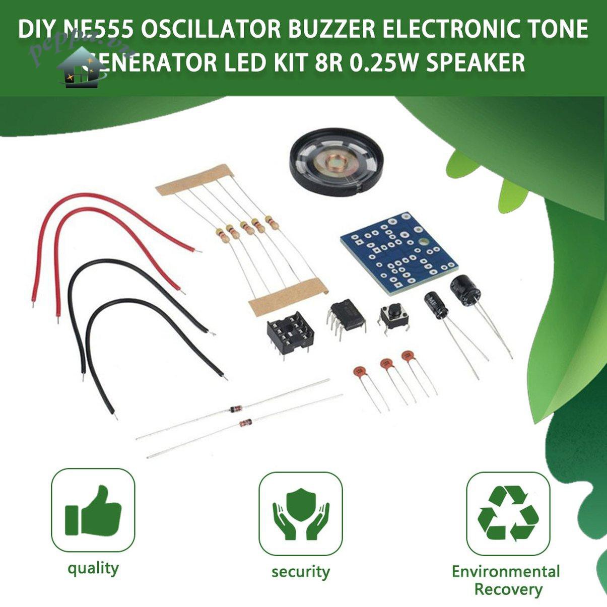 DIY NE555 Oscillator Buzzer Electronic Tone Generator LED Kit 8R 0.25W Speaker