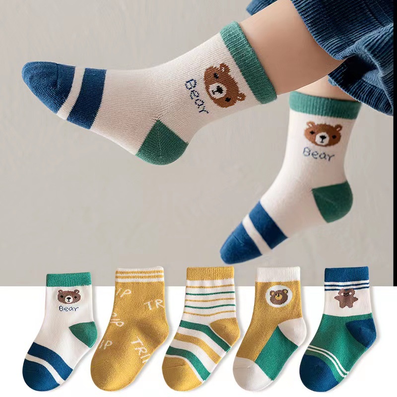 Tất cho bé gái bé trai, Set vớ cao cổ trẻ em họa tiết dễ thương từ 1 - 9 tuổi