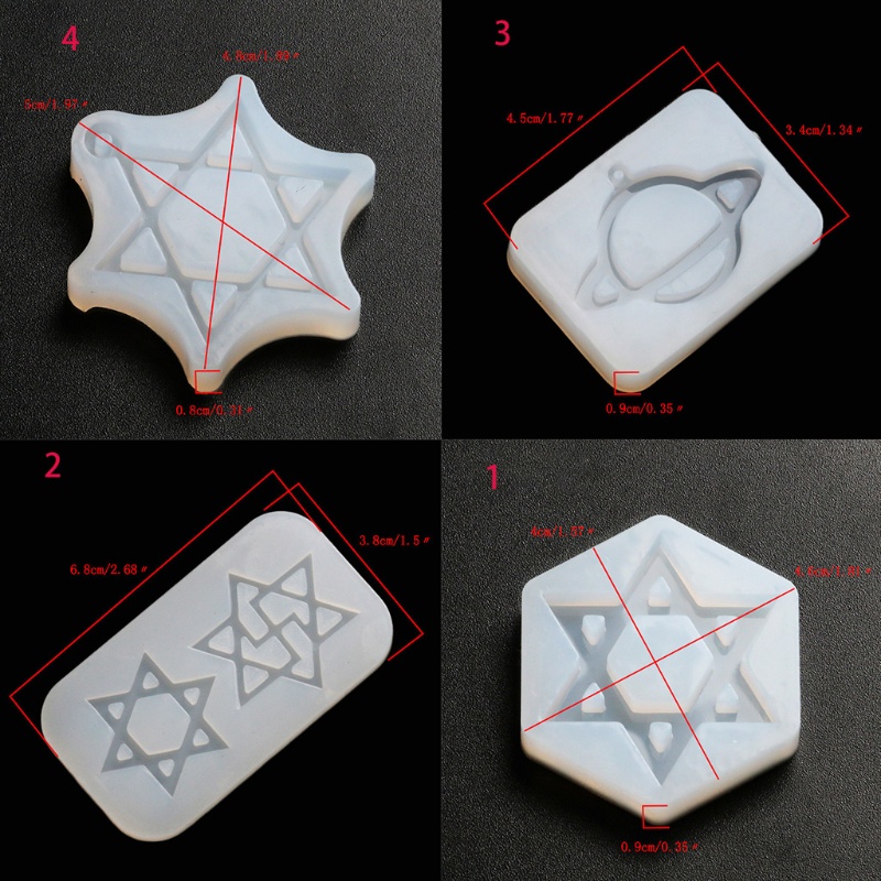 Khuôn Silicone Làm Móc Khóa Thủ Công DIY Hình Ngôi Sao Sáu Cánh