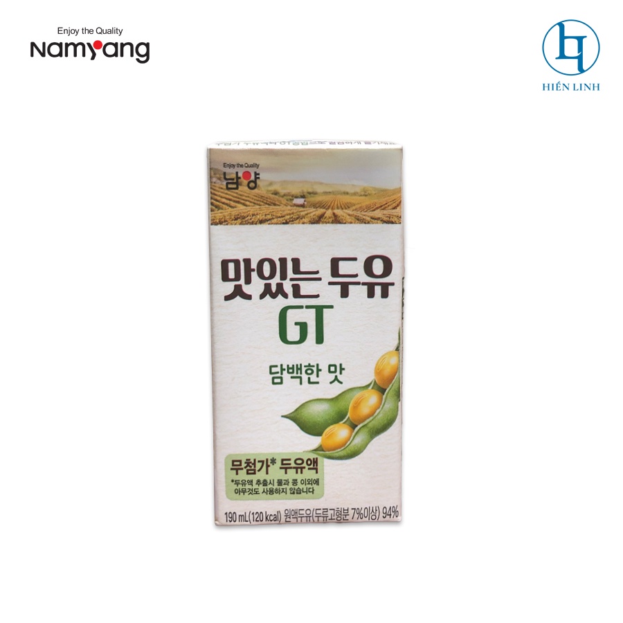 Sữa Hạt Đậu Nành Vàng Thuần Ít Ngọt Namyang GT Nội Địa Hàn Quốc (1 thùng 16 hộp 190ml)