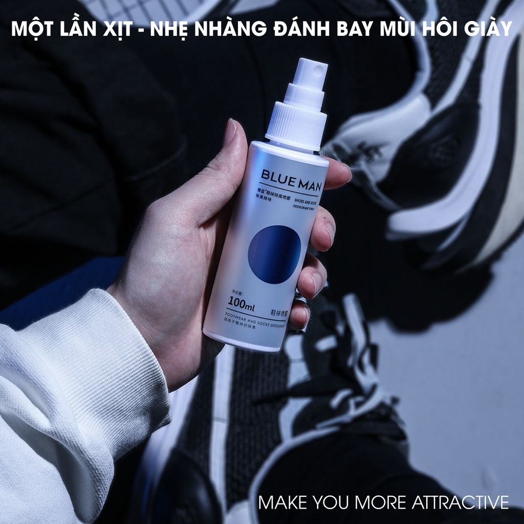 Xịt Khử Mùi Giày Dép &amp; Mùi Hôi Chân BLUEMAN 100ml ZL135