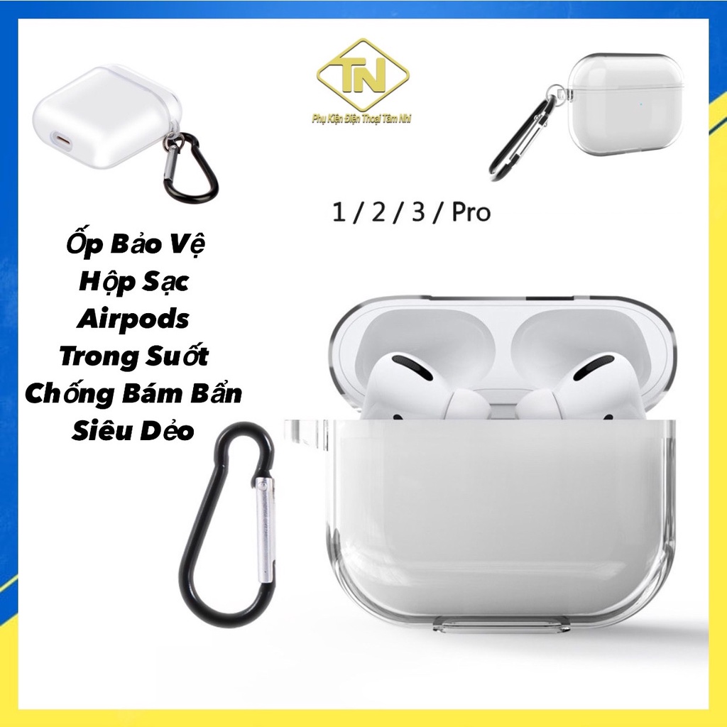 Ốp airpod 2 3 pro pro2 có móc khoá trong suốt,2trong1 vừa bảo vệ tai nghe khi rơi rớt và giữ nguyên nét đẹp tốt.