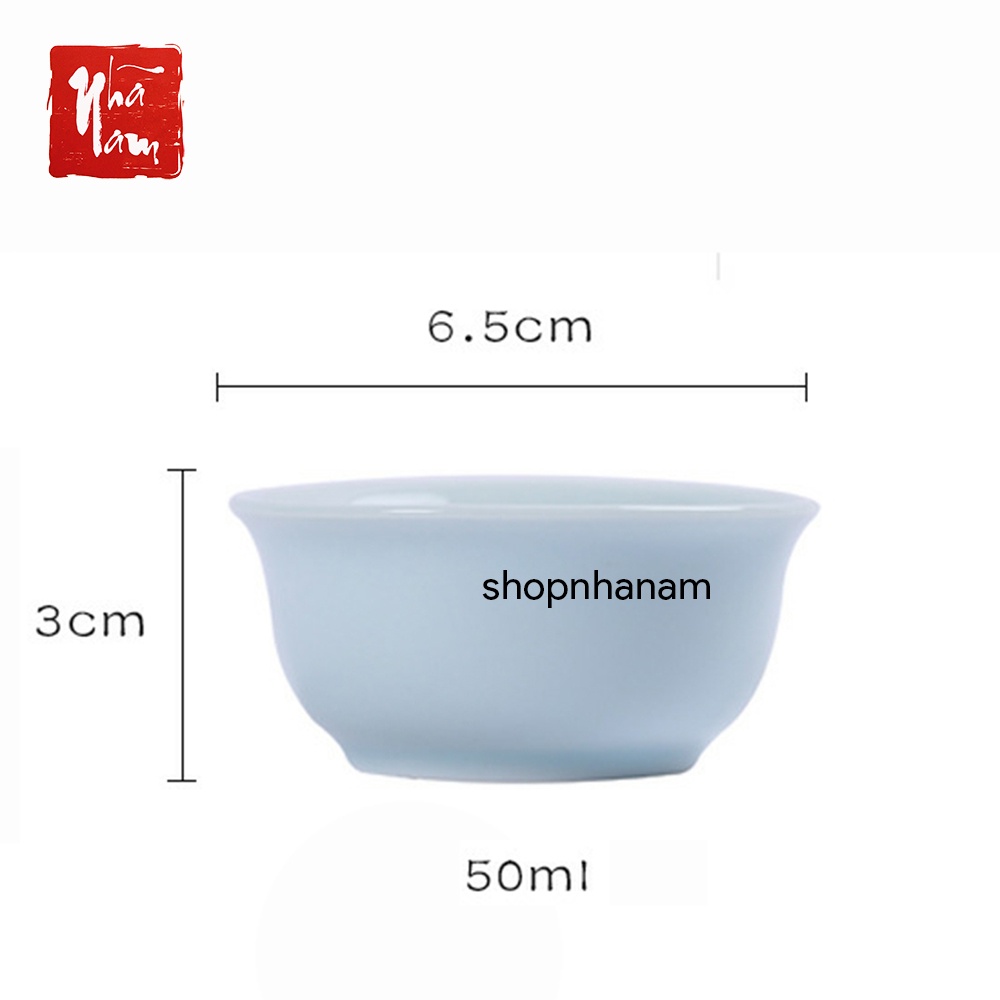 Chén trà men ngọc họa tiết cá chép 3D in nổi cao cấp