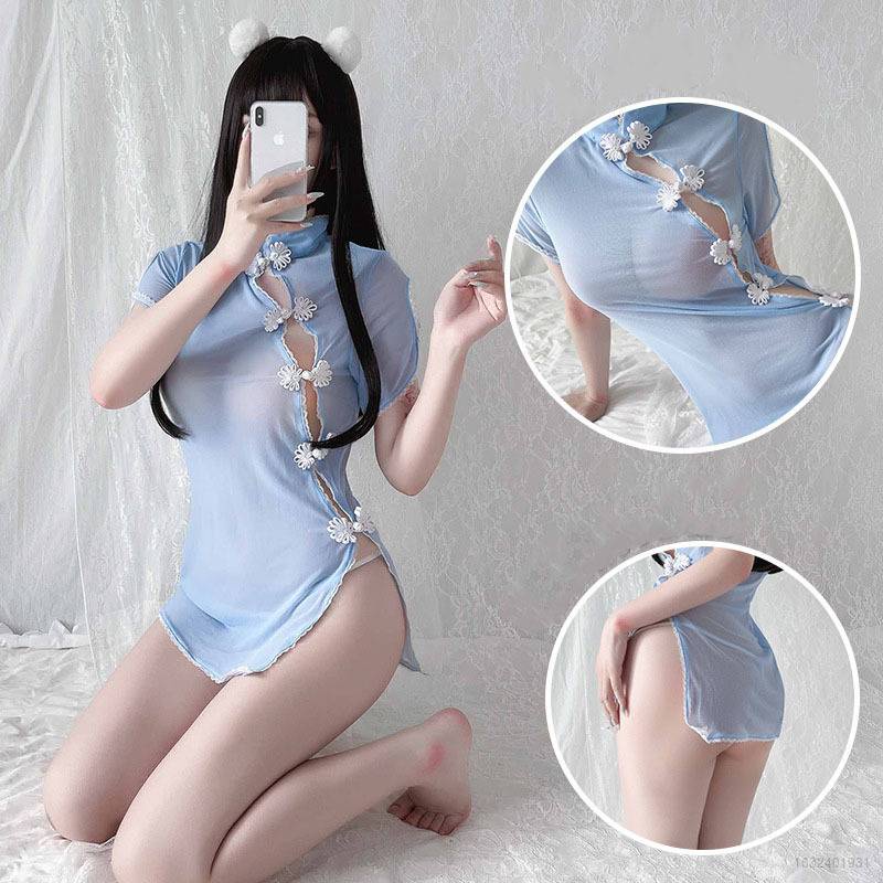 Bộ đồ ngủ kiểu sườn xám cổ điển gợi cảm cho nữ