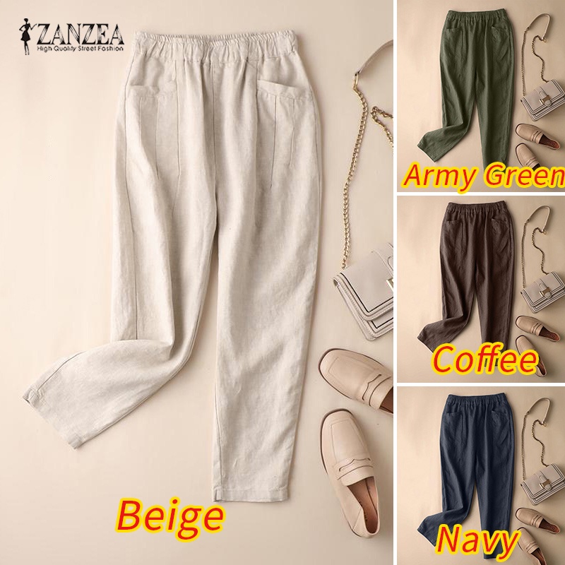 Quần dài Zanzea ống rộng lưng thun thời trang dễ phối đồ cho nữ