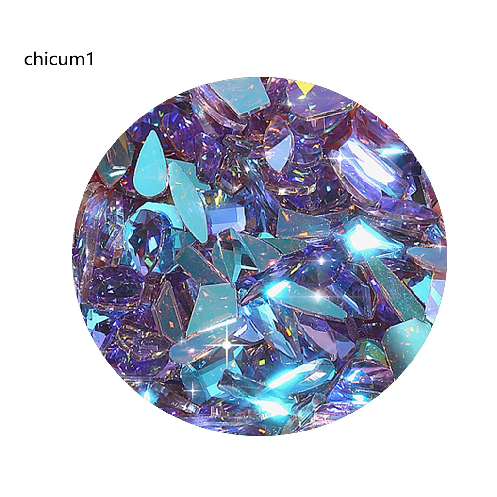 [Hàng mới về] Túi 100 đá pha lê zirconia nhân tạo bền đế dẹt trang trí móng tay