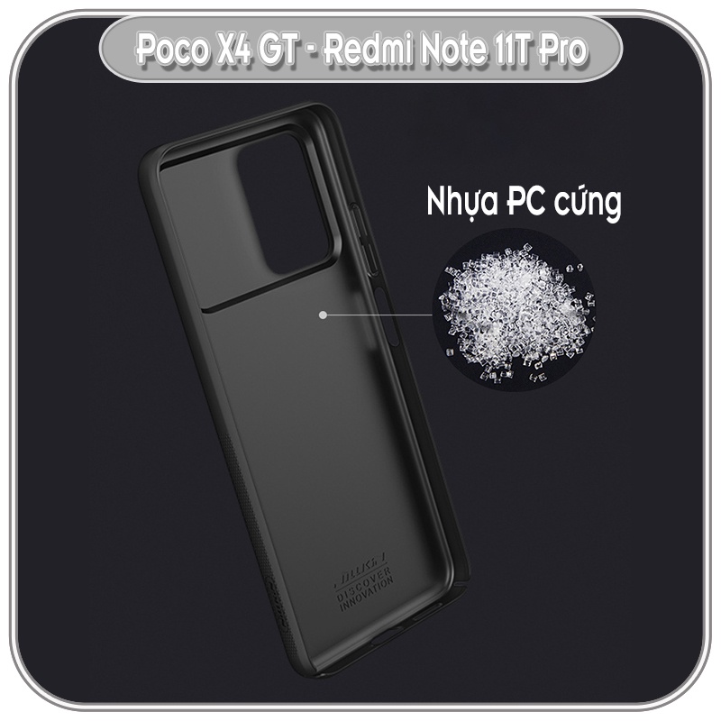 Ốp lưng cho Xiaomi Poco X4 GT - Redmi Note 11T Pro, Note12T Pro Nillkin CamShield che camera - hàng nhập khẩu