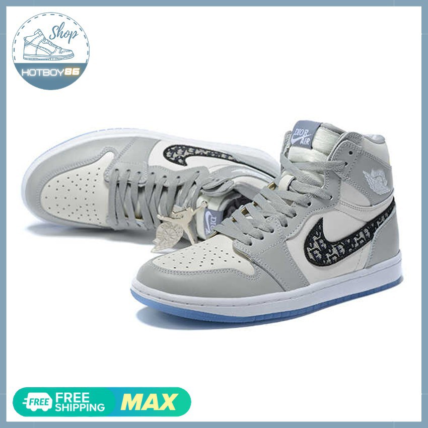 Giày thể thao jordan 1, jd air dior trắng xám cao cổ Thời Trang, giày sneoker nam nữ, giày cổ cao, / Hotboy86