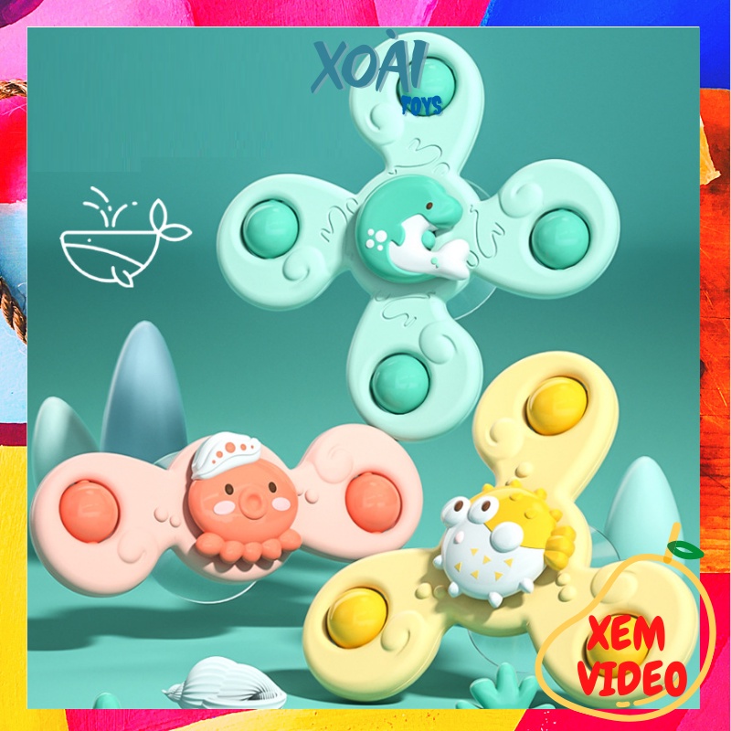 Đồ chơi nhà tắm, Con quay Spinner dán tường chống nước hoạt hình, Spinner cá đồ chơi cho bé xả Stress