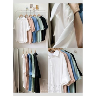 Áo sơ mi voan lụa tay gập oversize (Ảnh thật)