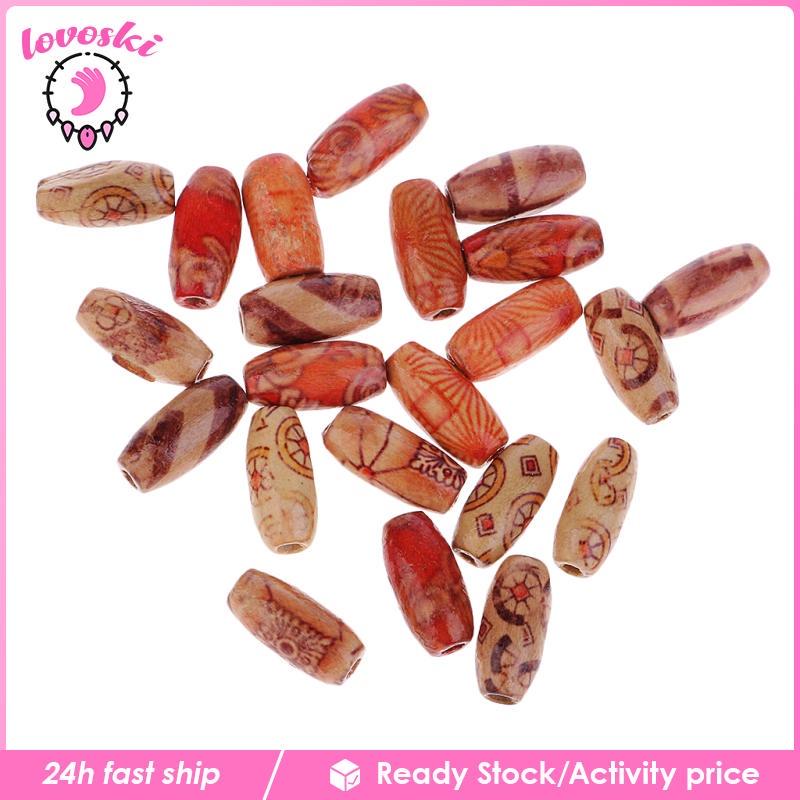 Set 50 Hạt Gỗ 15mm Làm Trang Sức Phong Cách Châu Âu