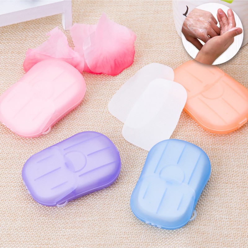 Hộp 20 miếng xà phòng giấy dùng 1 lần tiện dụng cho du lịch