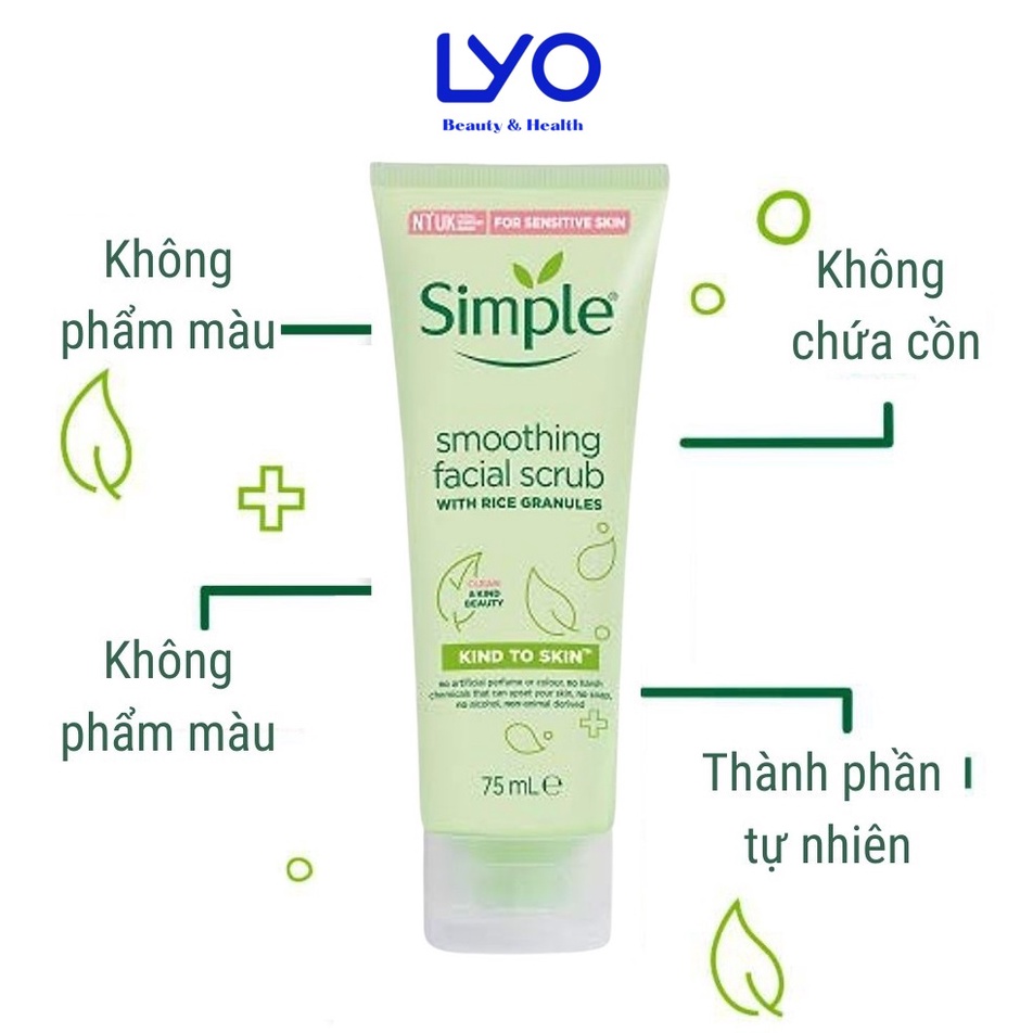 Kem Tẩy Da Chết Simple Kind to Skin Smoothing Facial Scrub 75ml