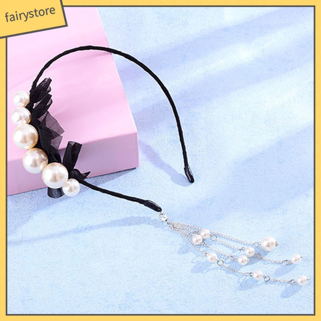 Băng Đô Cài Tóc Đính Ngọc Trai Giả Sang Trọng Cho Nữ