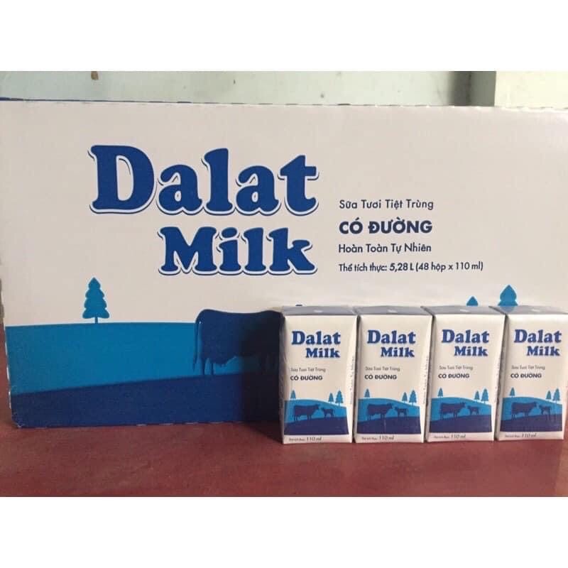 thùng 48 hộp Dalat milk có đường/ít đường 110ml