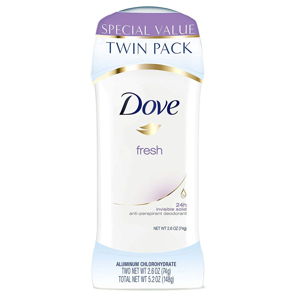 Combo 2 Lăn khử mùi nữ dạng sáp Dove Antiperspirant Deodorant Fresh 2x74g (Mỹ)