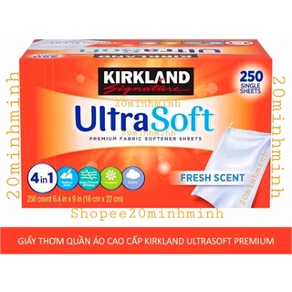 1Tờ Giấy Thơm Quần Áo Kirkland 1Tờ.(táchlẻnênsẽkhôngcóhộpnhưhình) UltraSoft Premium Fabric Softener Sheets/Bounce.