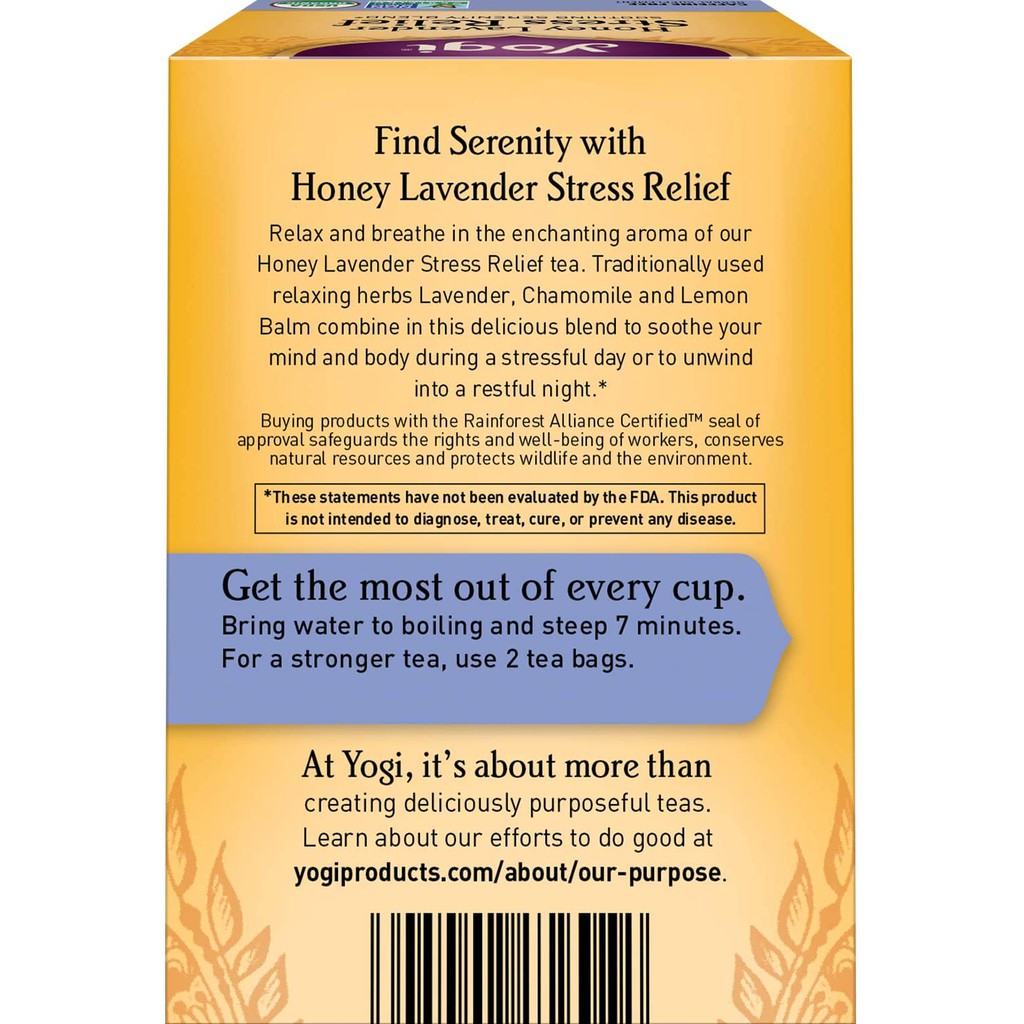 [Yogi] Trà Hữu Cơ Giúp Thư Giãn, Giảm Căng Thẳng - Yogi Tea Honey Lavender Stress Relief