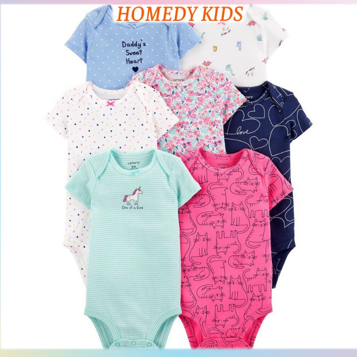 Bodysuit cho bé body chip cộc tay trẻ sơ sinh bộ áo liền quần cotton Cater mùa hè mềm mát Homedy Kids BD02