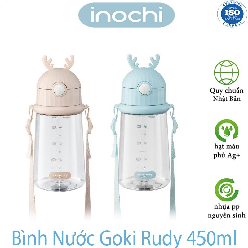 Bình Đựng Nước Trẻ Em GOKI ZUZU INOCHI Có Ống Hút 450ml - Hàng khuyến mãi Vinamilk