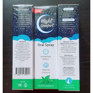 [COMBO 3 HỘP] Sản Phẩm Night Comfort Oral Spray Nga Chính Hãng, Chai Xịt Chống Ngáy Ngủ Dung Tích 30ml