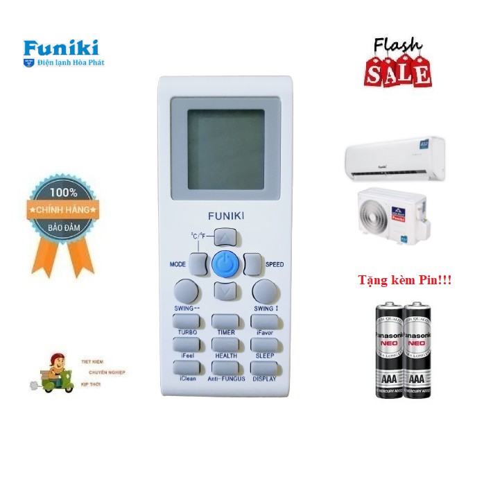 Remote Điều khiển điều hòa Funiki- Hàng chính hãng theo máy mới 100% Tặng kèm Pin!!!