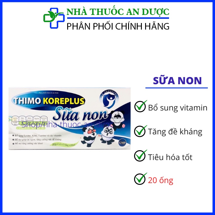 Tăng sức đề kháng cho bé Thimo Koreplus sữa non hỗ trợ tiêu hóa, giúp ăn ngủ ngon – Hộp 20 ống