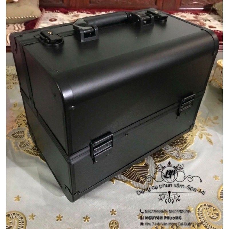 Cốp nhôm 2 khuy đựng đồ phun xăm, nail, mỹ phẩm